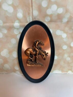 Vintage Wall Plaque Copperama End of Trail Signed Victor Copper Art Horse Man